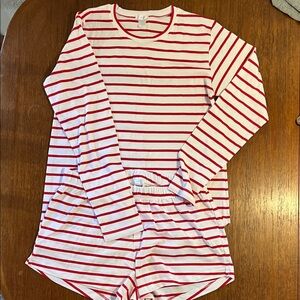 LAKE Red Striped Prima Cotton Pajamas